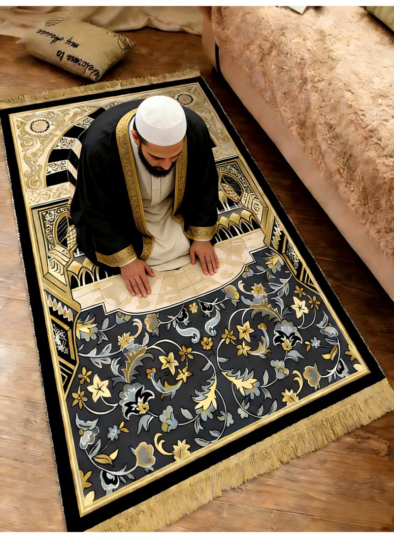Kaaba Pattern Prayer Mat, Muslim Non-Slip Worship Rug, Soft Skin-Friendly Home Prayer Pad - Image 2